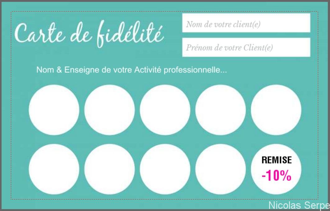 modèle carte de fidélité gratuit à personnaliser pour coiffure, métier bien être